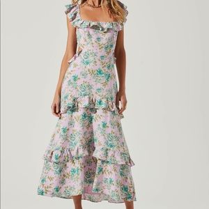 ASTR Lysette Floral Ruffle Cutout Maxi Dress